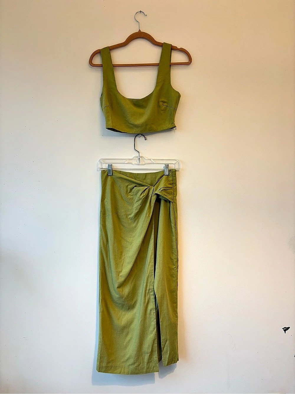 Showpo Gibson Two Piece Top and Skirt Set Green